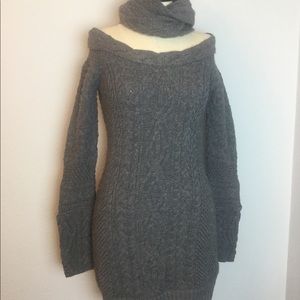 ZARA CHARCOAL GREY KNEE LENGTH SWTR DRESS, SIZE M.